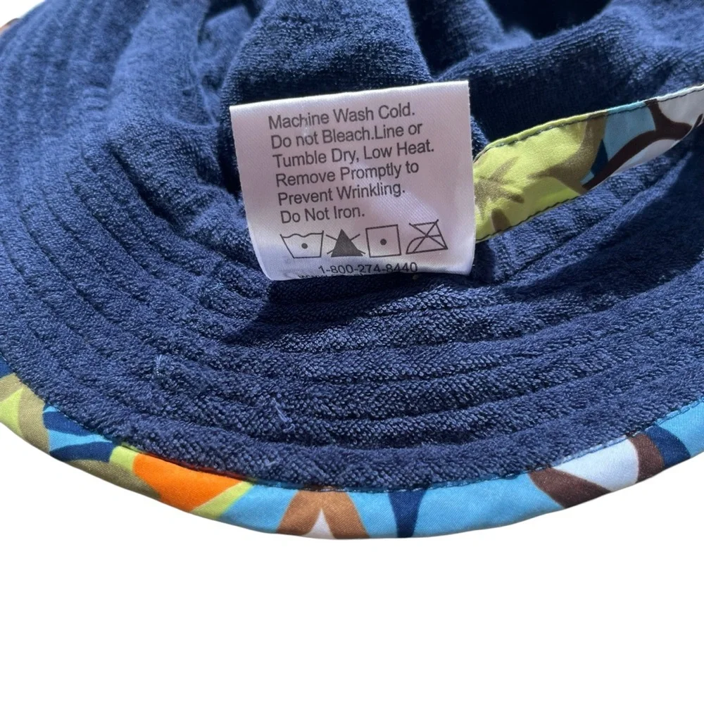 One Step Ahead Kid’s Medium Navy Blue, Tropical Flowers UV Protection Bucket Hat